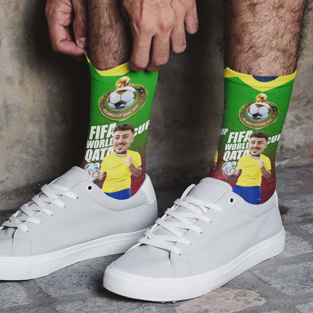 Custom Face Socks Add Pictures and Text Socks World Cup 2022 Socks Gifts for Family - Brazil - soufeeluk
