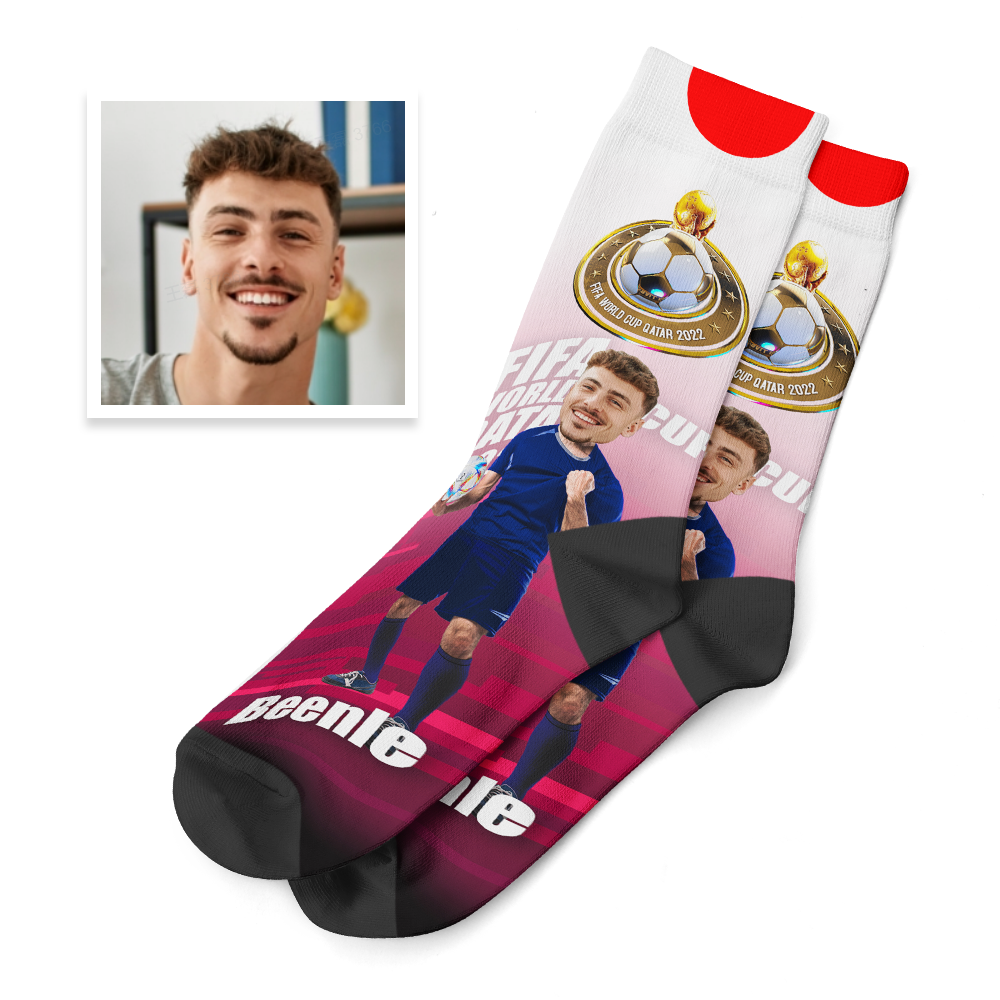 Custom Photo Names Socks Personalised World Cup 2022 Socks for Friends - Japan - soufeeluk