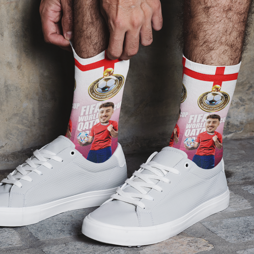 Custom Face World Cup 2022 Socks Add Photo and Text Socks - England - soufeeluk