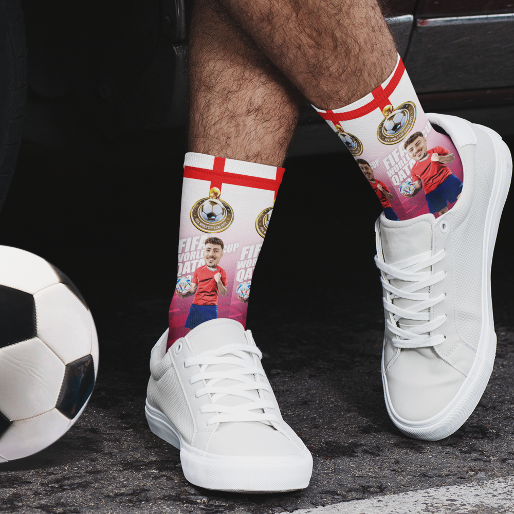 Custom Face World Cup 2022 Socks Add Photo and Text Socks - England - soufeeluk