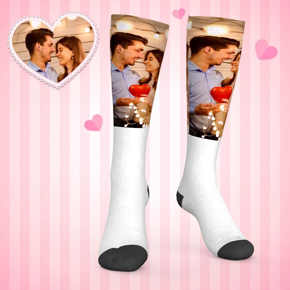 Custom Photo Knee High Socks For Lovers - soufeeluk