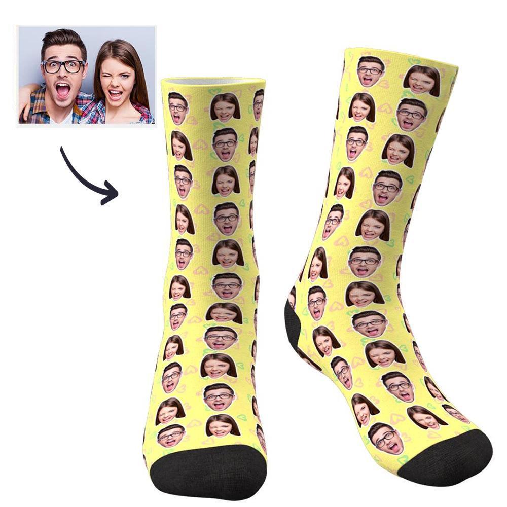 Custom Face Socks Colorful - Two Faces