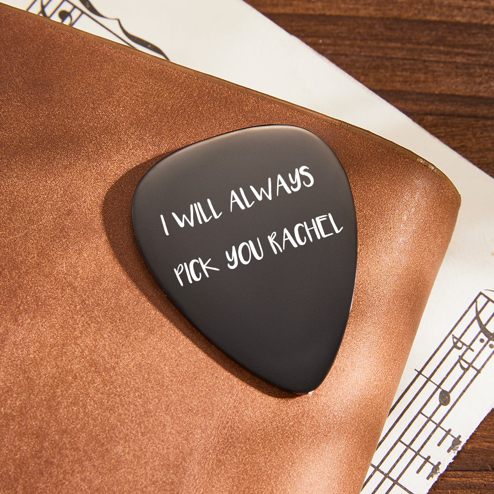 Custom Black Guitar Pick Personalised Engraved Guitar Pick for Music Lover - soufeeluk