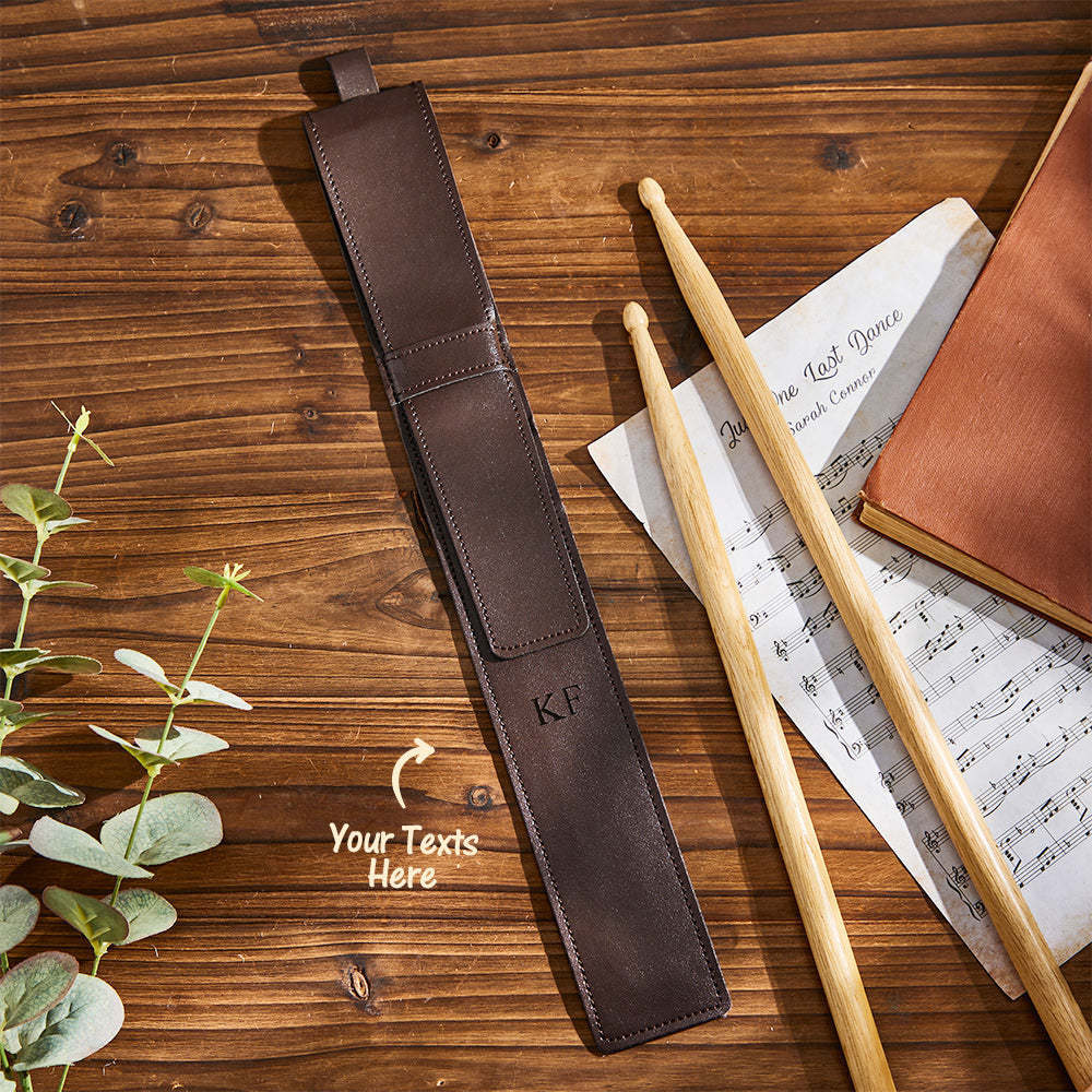 Custom Engraved Leather Drumstick Bag Simple Music Gift - soufeeluk