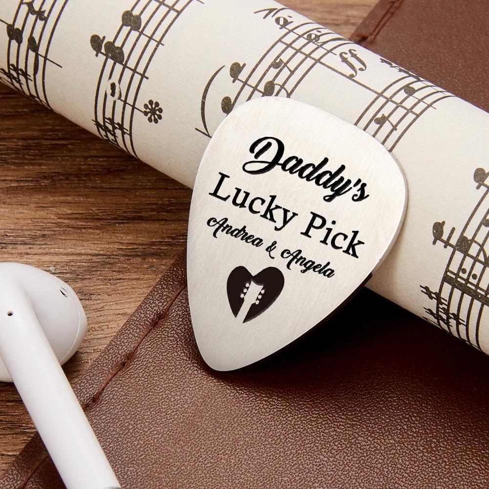 Custom Engraved Metal Plectrum Lucky Guitar Pick Music Lover Gift For Dad - soufeeluk