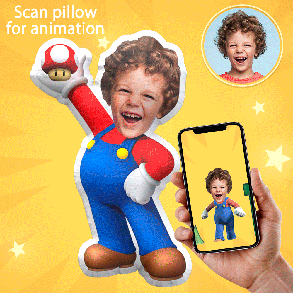 Personalized My Face Body Minime Doll Custom MiniMe Doll Custom Face Photo Pillow AR View Gift - soufeeluk