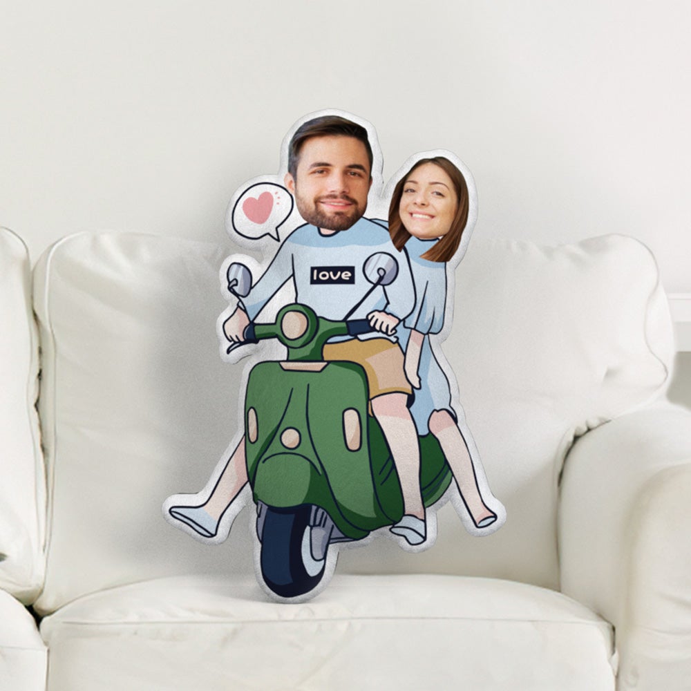 Love Gifts Custom MiniMe Pillow Personalised Couple Motorcycle Pillow Unique Photo Pillow Gifts for Her - soufeeluk