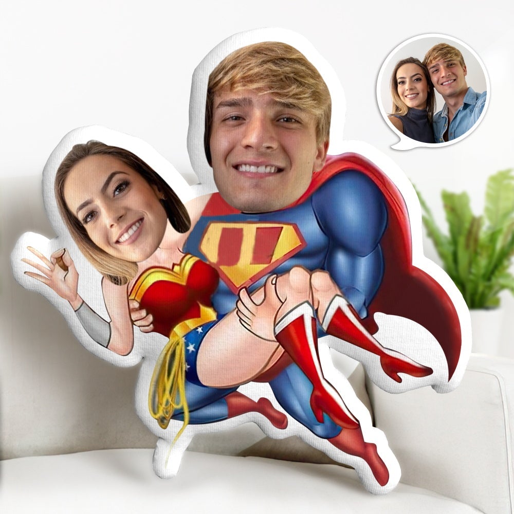 Valentine's Day Gifts Custom MiniMe Pillow Personalised Couple Pillow Unique Photo Pillow Superman Gifts