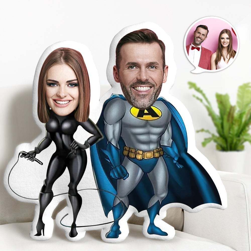 Valentine's Day Gifts Photo Batman Couple MiniMe Pillow Personalised Pillow Gifts Unique Face Pillow Gifts