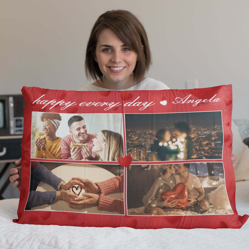Custom Photo Text Pillow Personalised Galaxy Rectangle Pillowcase Housewarming Gifts - soufeeluk