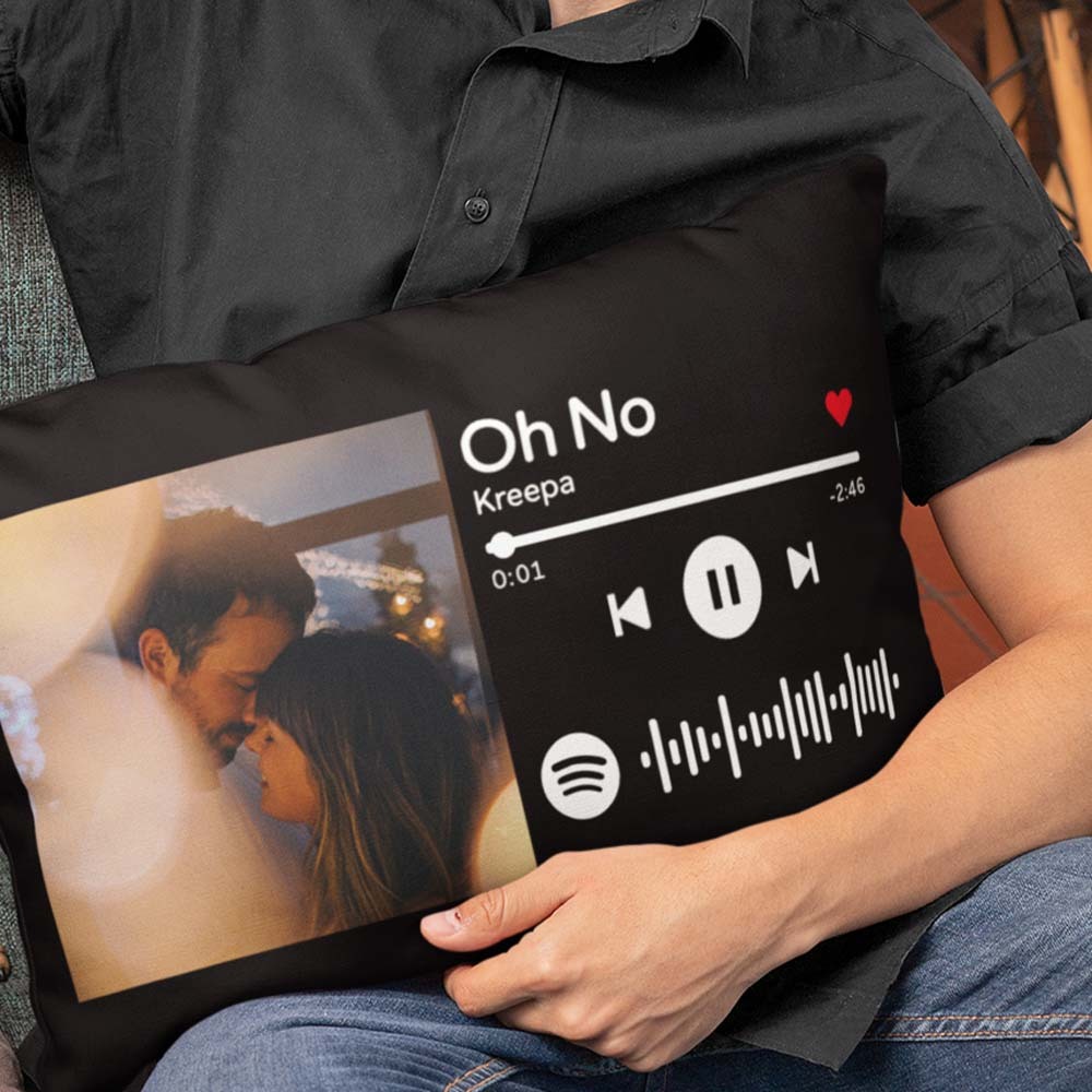 Custom Photo Scannable Spotify Code Pillow Personalised Music Rectangle Pillowcase Housewarming Gifts - soufeeluk