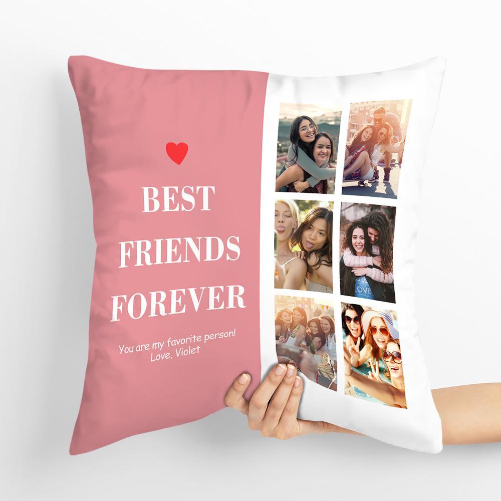 Personalised Best Friends Forever Photo Pillow Decorative Pillow Gift for Friends 45*45cm=17.72*17.72in - soufeeluk