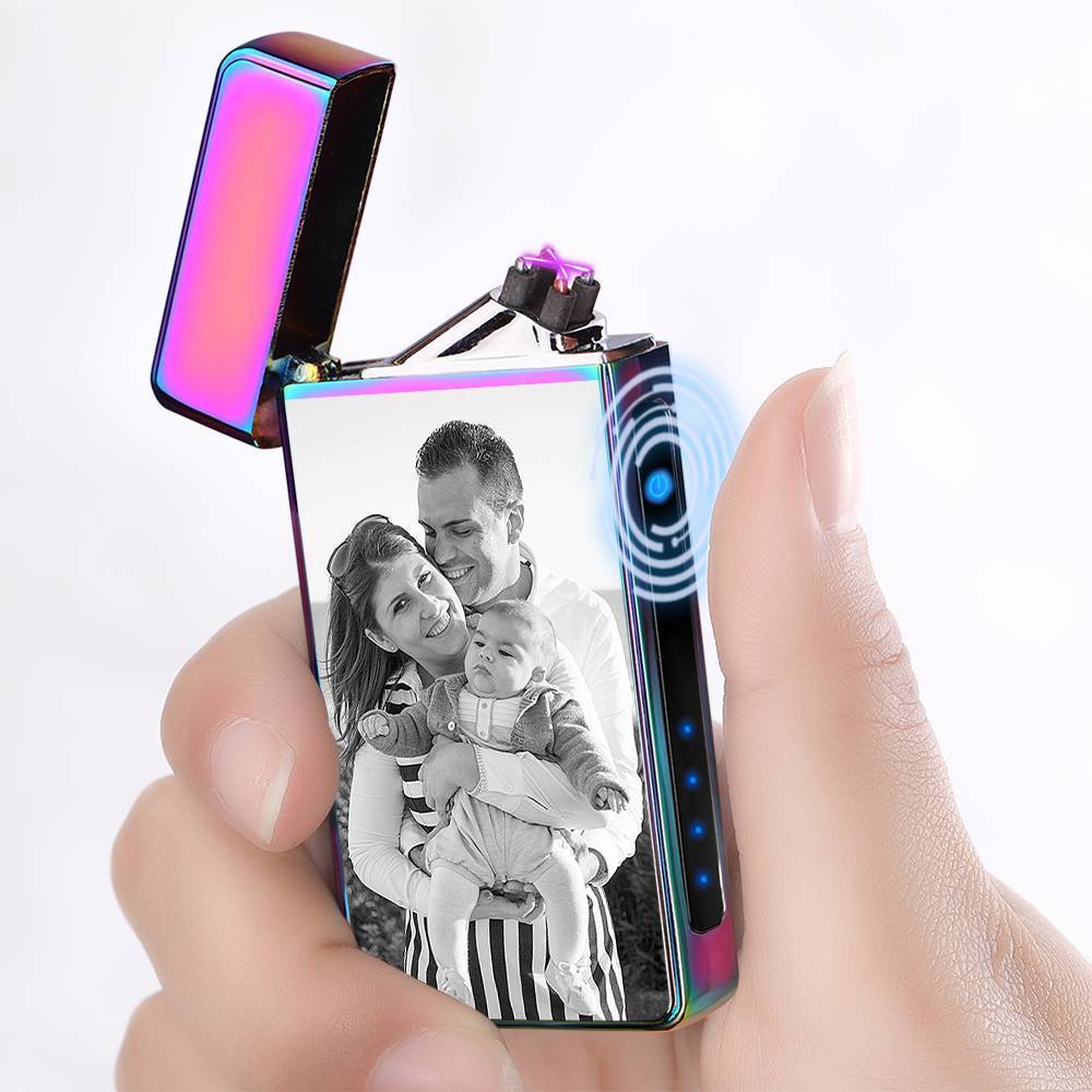 Photo Lighter, Custom Photo Engraved Lighter Rainbow Color Perfect Family