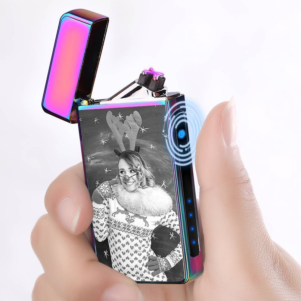 Photo Lighter, Custom Photo Engraved Lighter Rainbow Color Unique Gift