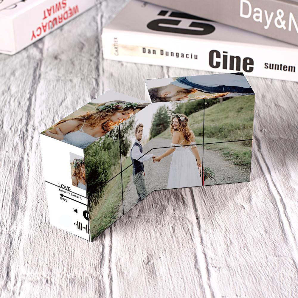 Custom Scannable Music Code Photo Rubix Cube Photo Frame Multiphoto Gifts for Couples