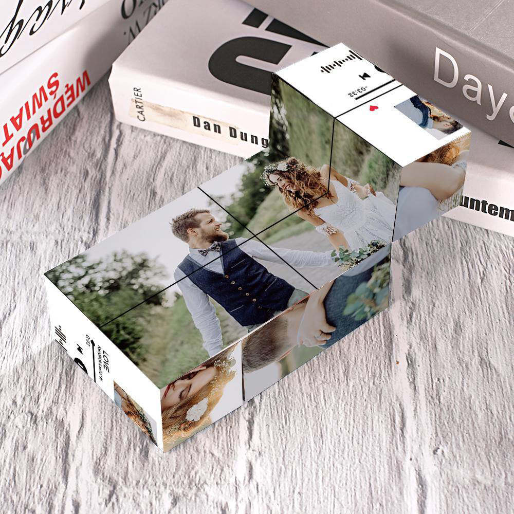 Custom Scannable Music Code Photo Rubix Cube Photo Frame Multiphoto Gifts for Couples