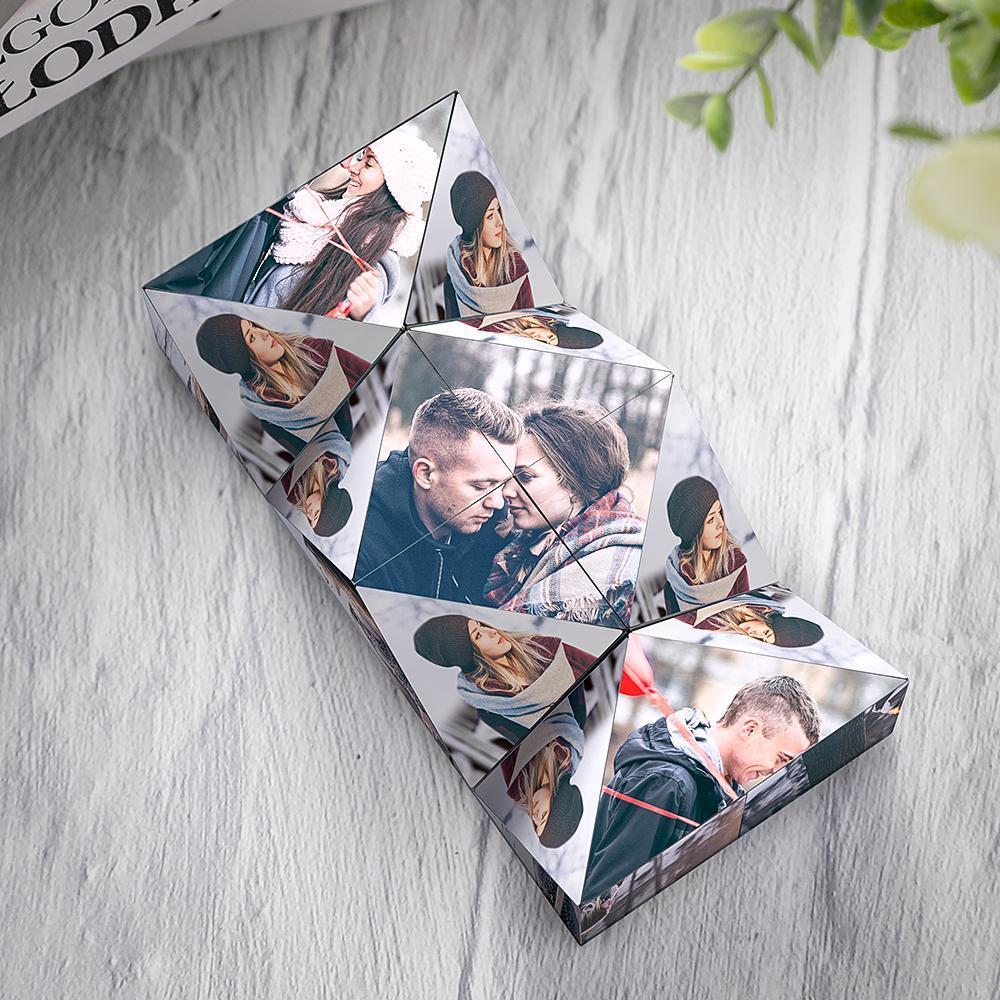 Custom Photo Personalised Photo Cube Rhombic for Couples Special Gifts