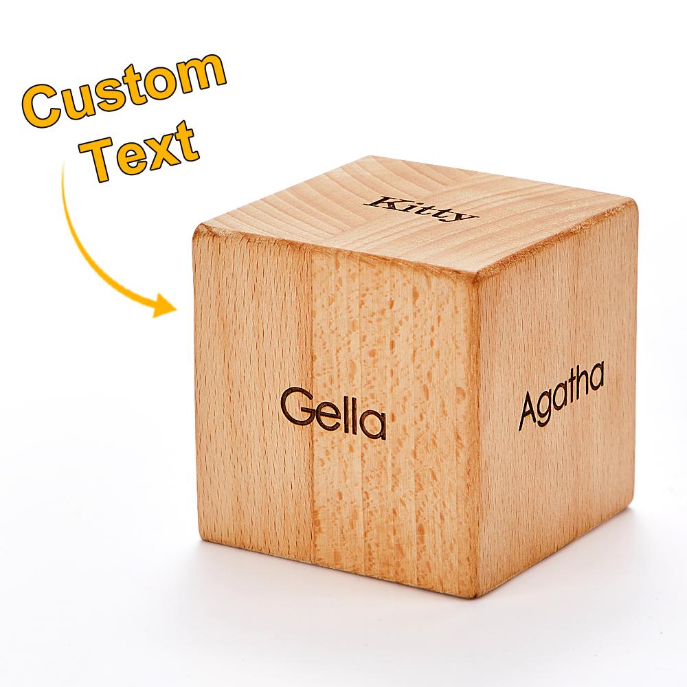 Custom Engraved Ornament Wooden Cube Creative Gifts Photo Cube- soufeeluk