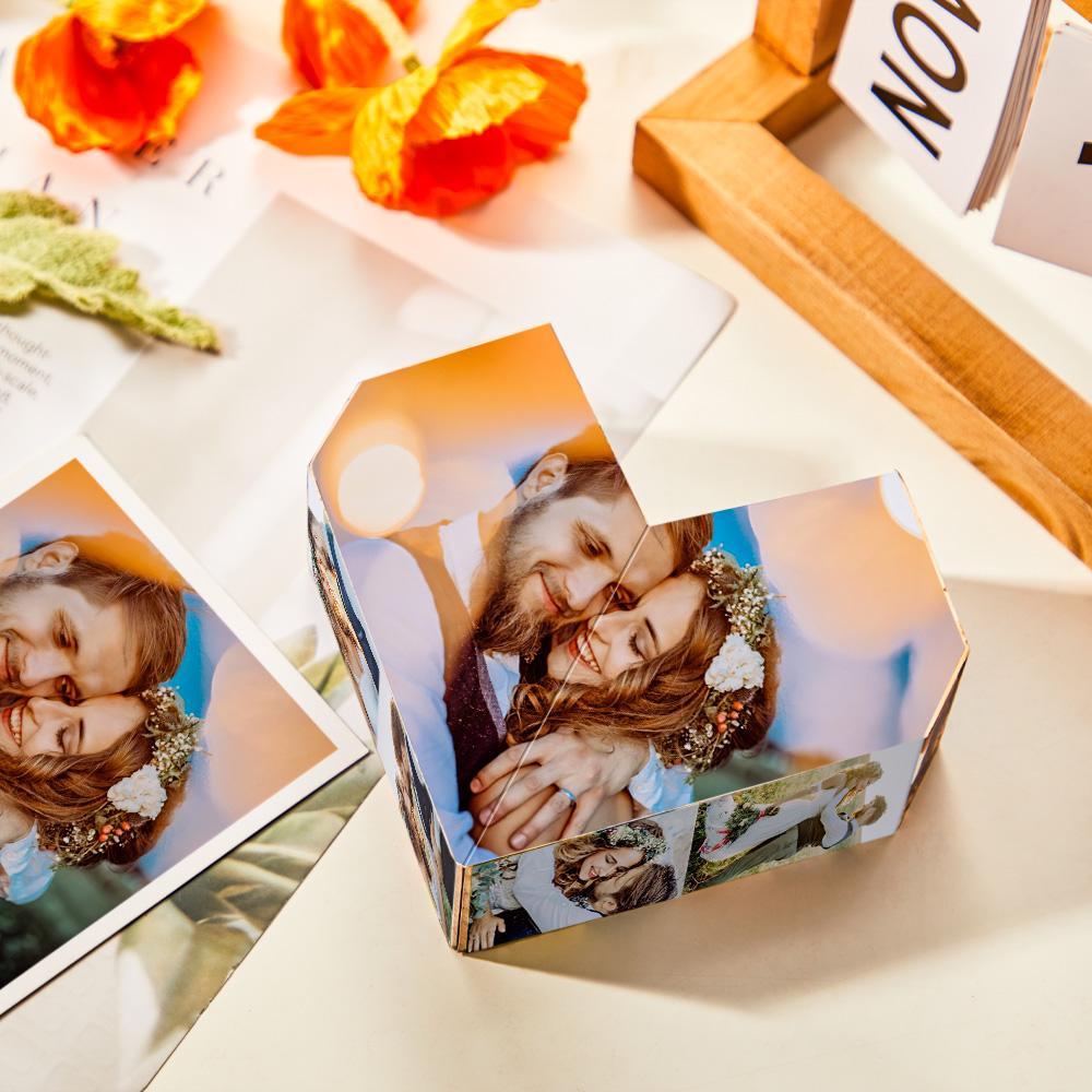 Multiphoto Heart-Shaped Photo Cube Personalised Folding Picture Cube Photo Frame Valentine's Day Gifts