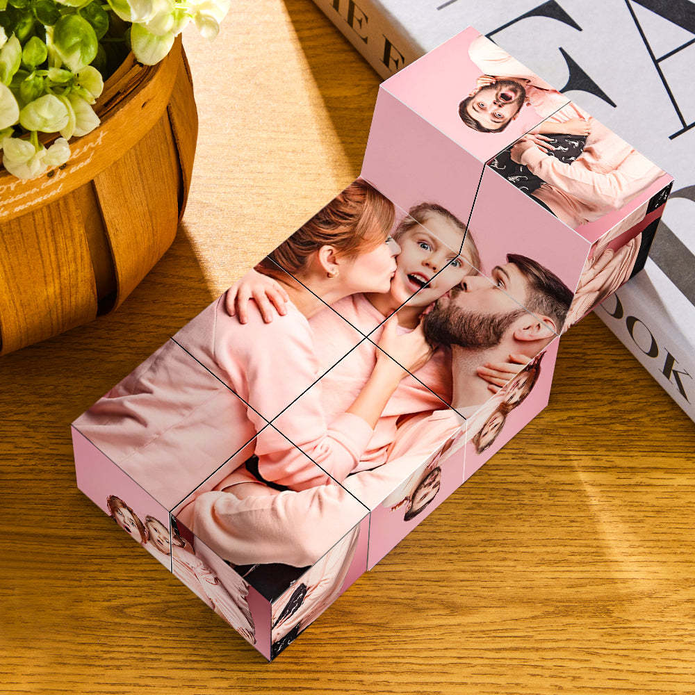 Multiphoto Photo Cube Personalised Folding Picture Cube Photo Frame Valentine's Day Gifts - soufeeluk