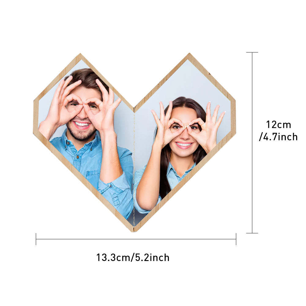 Personalised Heart Wooden Photo Rubix Cube Home Ornament Rubix Cube Gift for Couples - soufeeluk