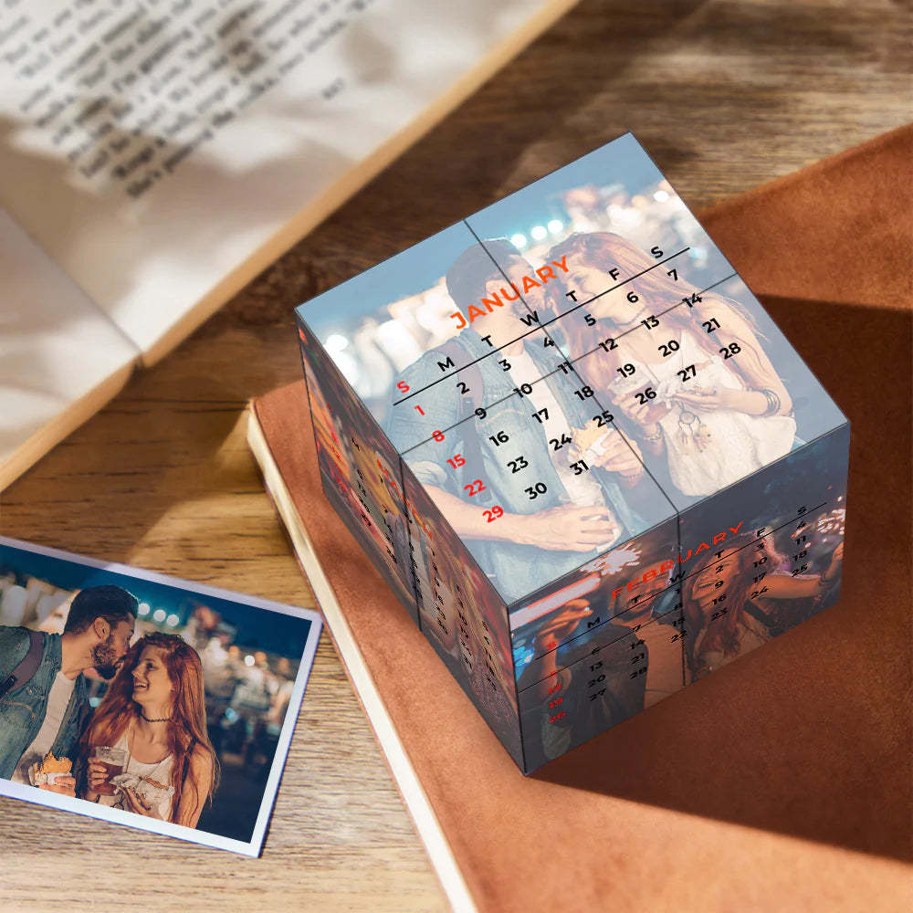 Custom Calendar Photo Rubix Cube Personalised Infinity Photo Folding Cube Anniversary Gifts - soufeeluk