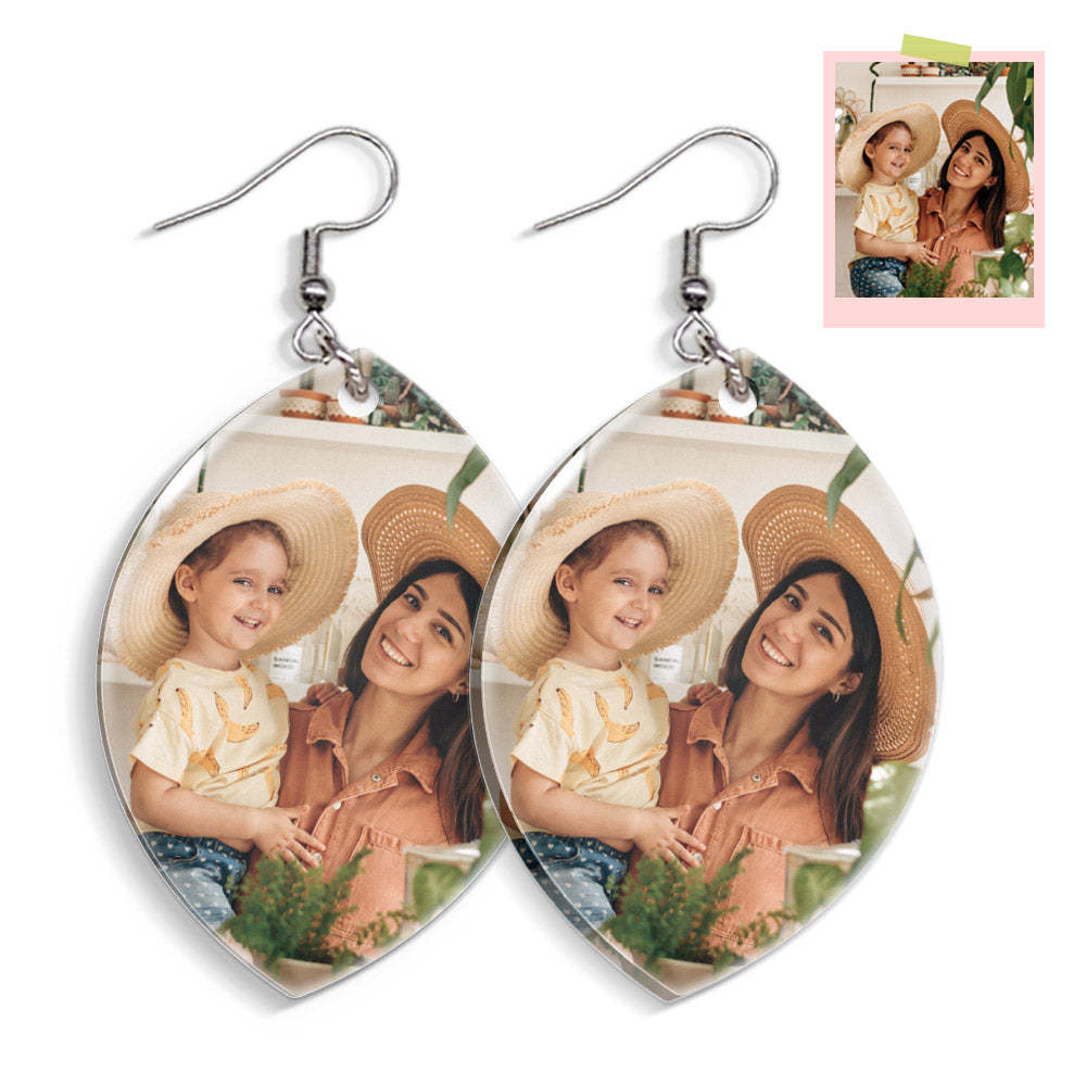 Custom Photo Earrings Acrylic Earrings Personalised Oval Earrings Gift For Mother's Day For Women - soufeeluk