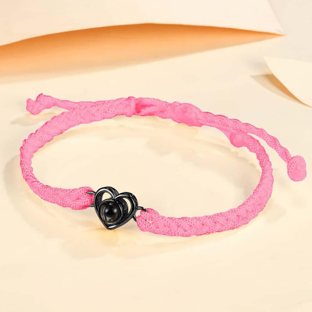 Custom Photo Projection Braided Rope Bracelet Memorial Photo Inside Bracelet Gifts for Her - soufeeluk