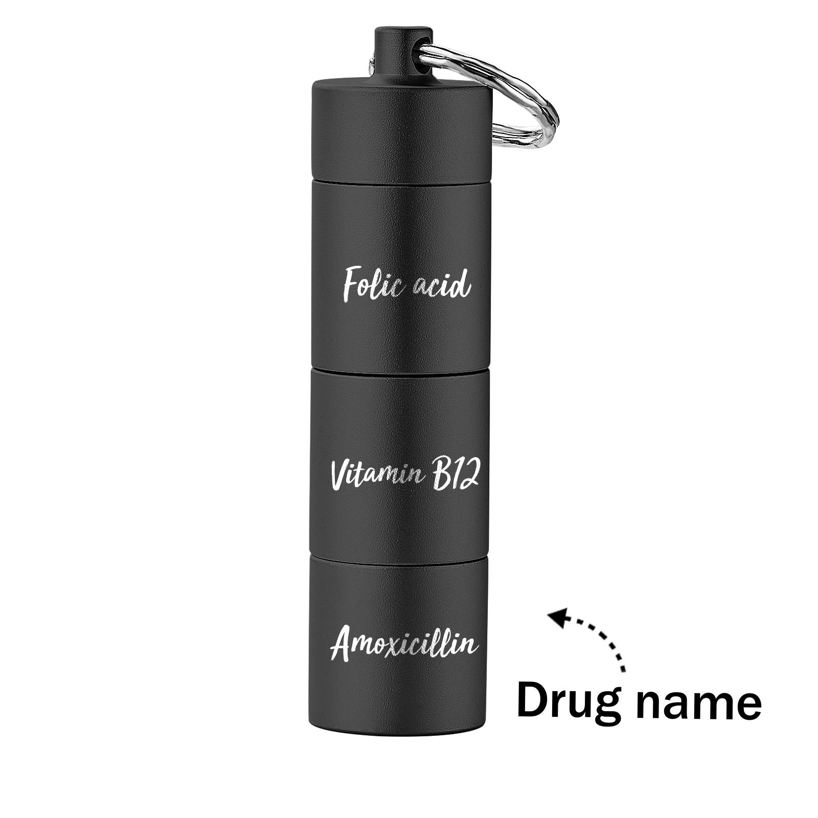 Custom Engraved keychain Pill box Portable Creative Gifts - soufeeluk