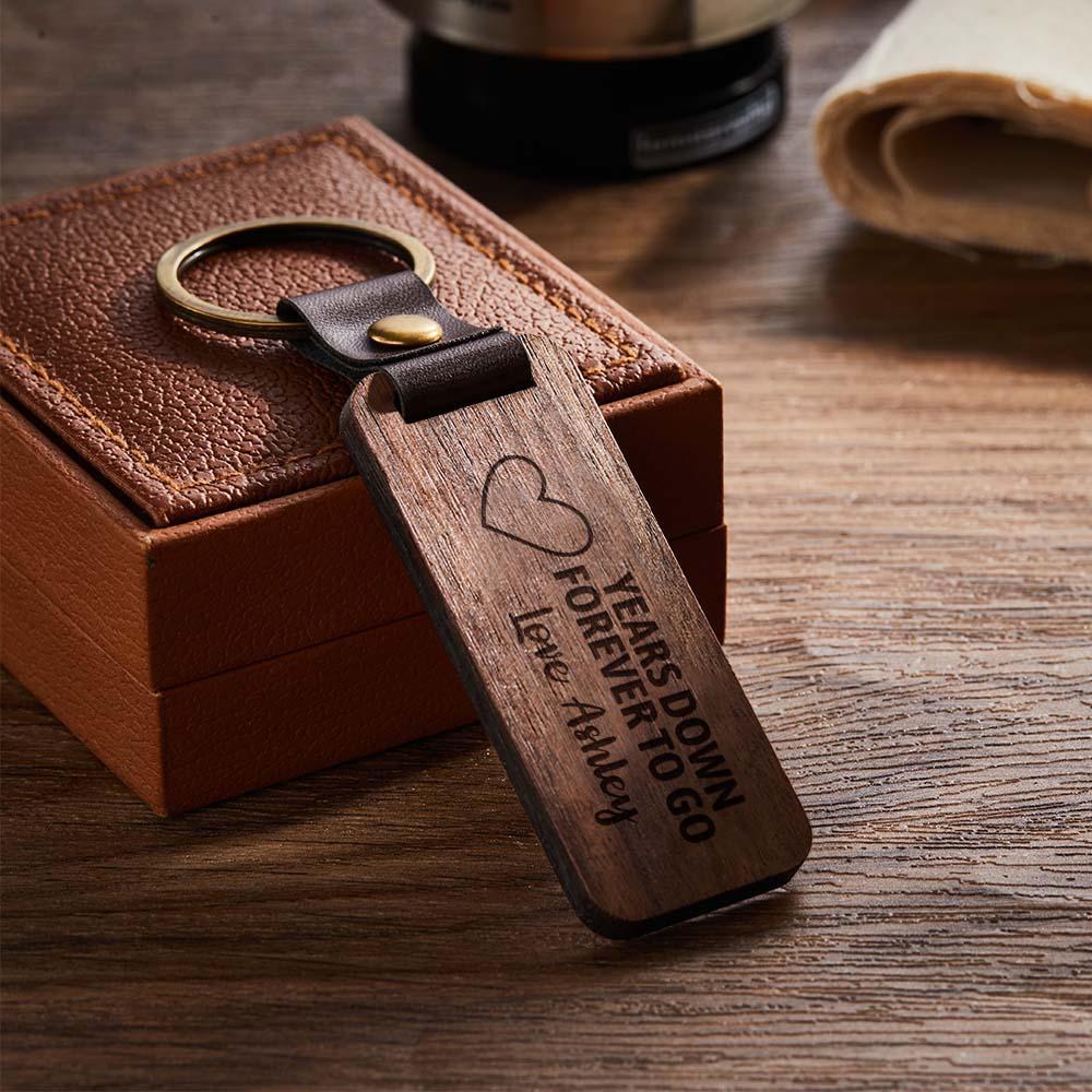 Scannable Spotify Code Wood Keychain Engraved YEARS DOWN FOREVER TO GO Keychain Father's Day Gifts - soufeeluk