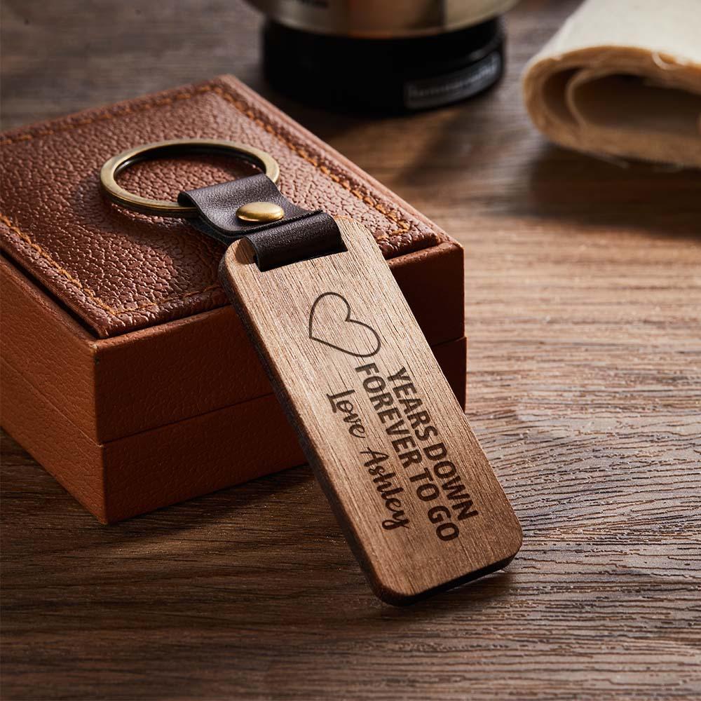 Scannable Spotify Code Wood Keychain Engraved YEARS DOWN FOREVER TO GO Keychain Father's Day Gifts - soufeeluk