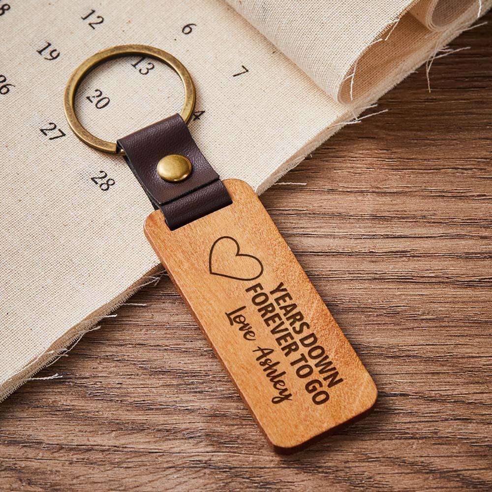 Scannable Spotify Code Wood Keychain Engraved YEARS DOWN FOREVER TO GO Keychain Father's Day Gifts - soufeeluk
