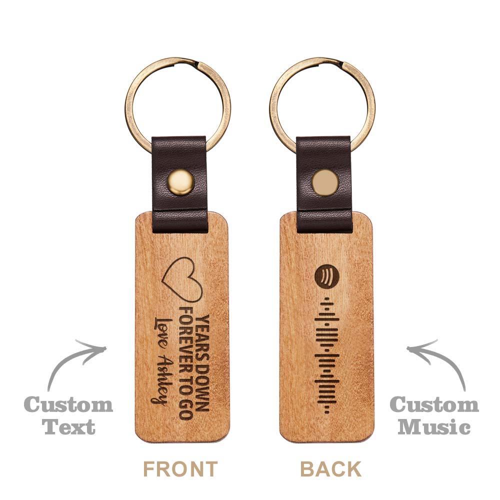Scannable Spotify Code Wood Keychain Engraved YEARS DOWN FOREVER TO GO Keychain Father's Day Gifts - soufeeluk