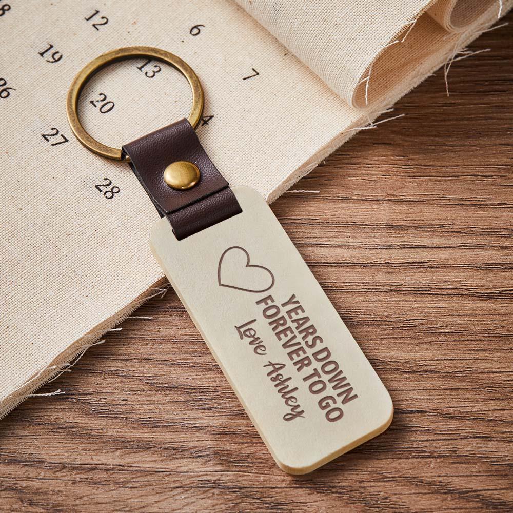 Scannable Spotify Code Wood Keychain Engraved YEARS DOWN FOREVER TO GO Keychain Father's Day Gifts - soufeeluk