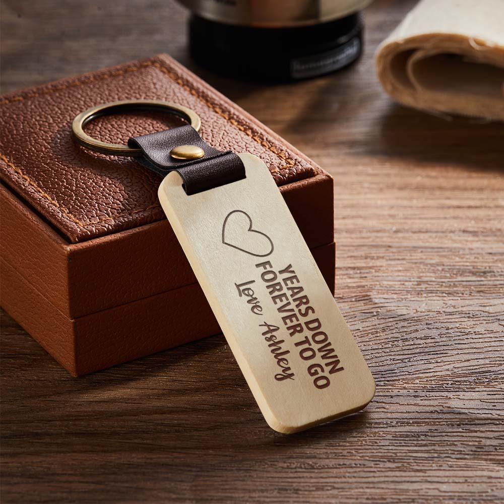 Scannable Spotify Code Wood Keychain Engraved YEARS DOWN FOREVER TO GO Keychain Father's Day Gifts - soufeeluk