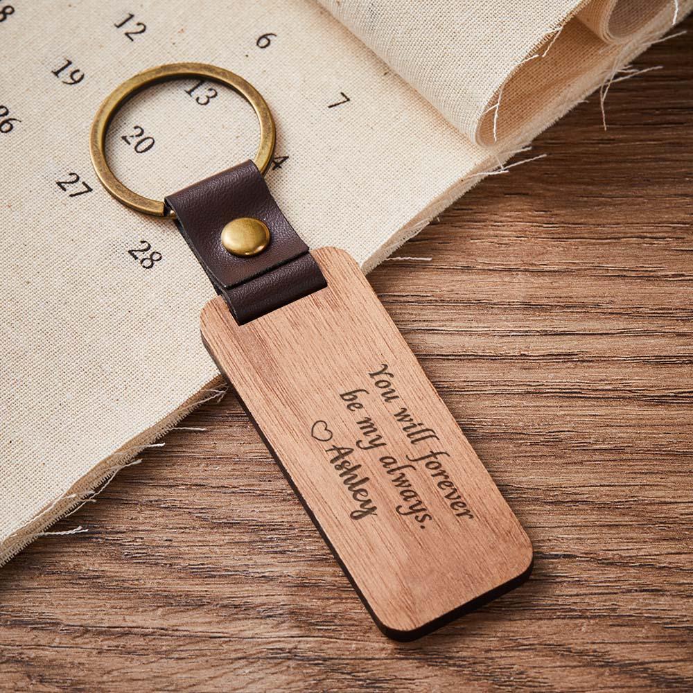 Scannable Spotify Code Wood Keychain Engraved You Will Forever Be My Always Keychain Father's Day Gifts - soufeeluk