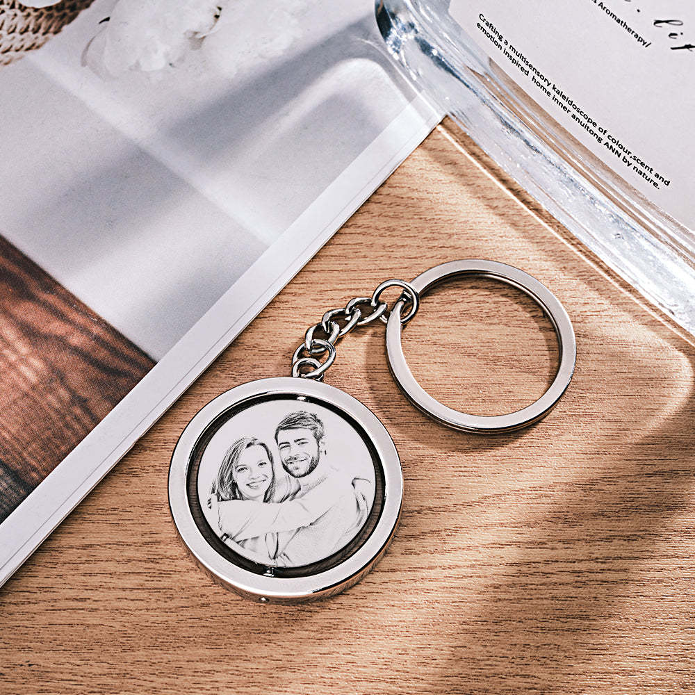 Custom Photo Calendar Keychain Rotate Special Date Couple Anniversary Gifts - soufeeluk
