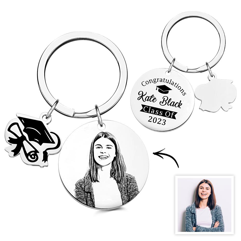 Personalised Graduation Photo Keychain Custom Engraved Commemorative Gifts for Him - soufeeluk