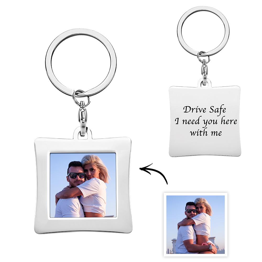 Personalised Photo Keychain Engraved Sturdy Stainless Steel Key Ring Gifts For Him - soufeeluk