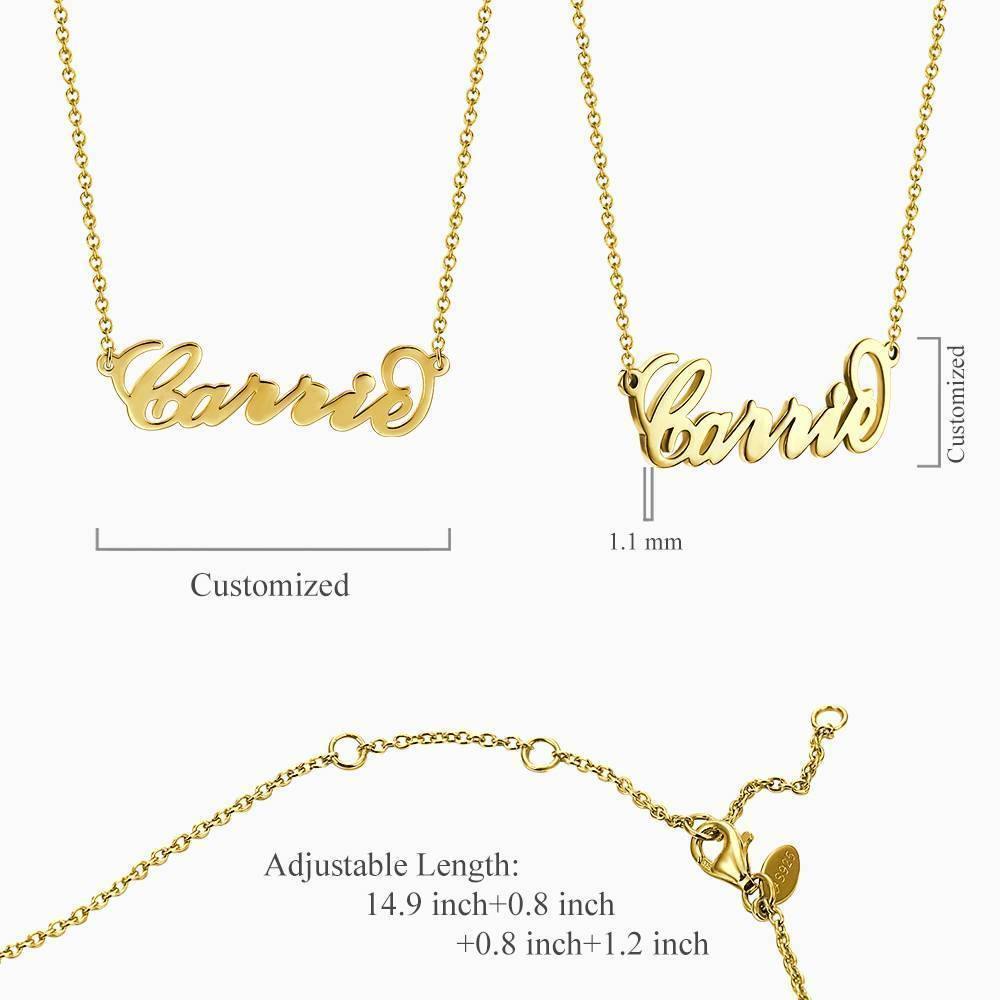 Carrie Style Name Necklace Black Gold Plated Silver - soufeeluk