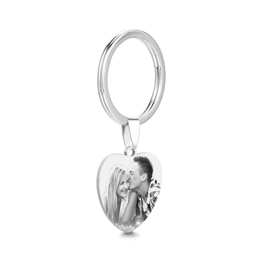 Photo Engraved Heart Tag Key Chain with Engraving Stainless Steel