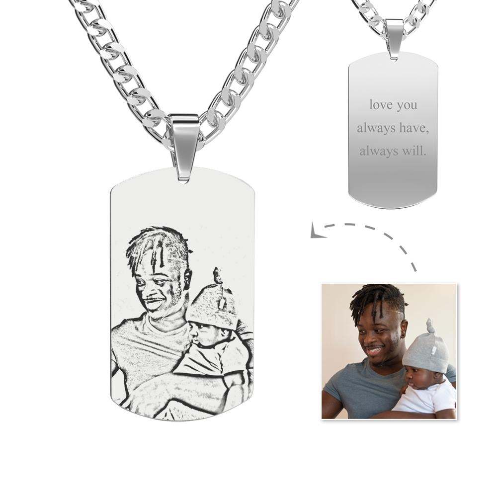 Men's Necklace Engraved Necklace Personalised Photo Necklace for Him