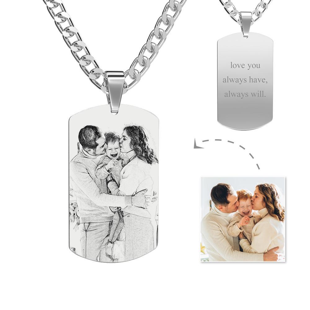 Men's Necklace Engraved Personalised Photo Necklace