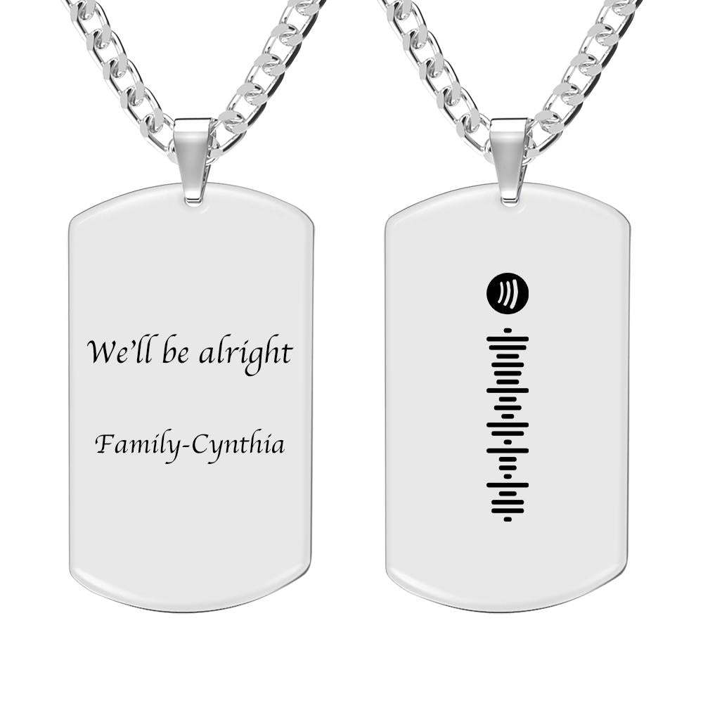 Custom Spotify Code Necklace Engraved Tag Necklace Custom Text - soufeeluk
