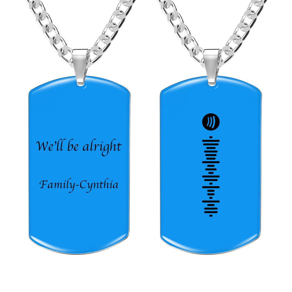 Custom Spotify Code Necklace Engraved Tag Necklace Custom Text - soufeeluk