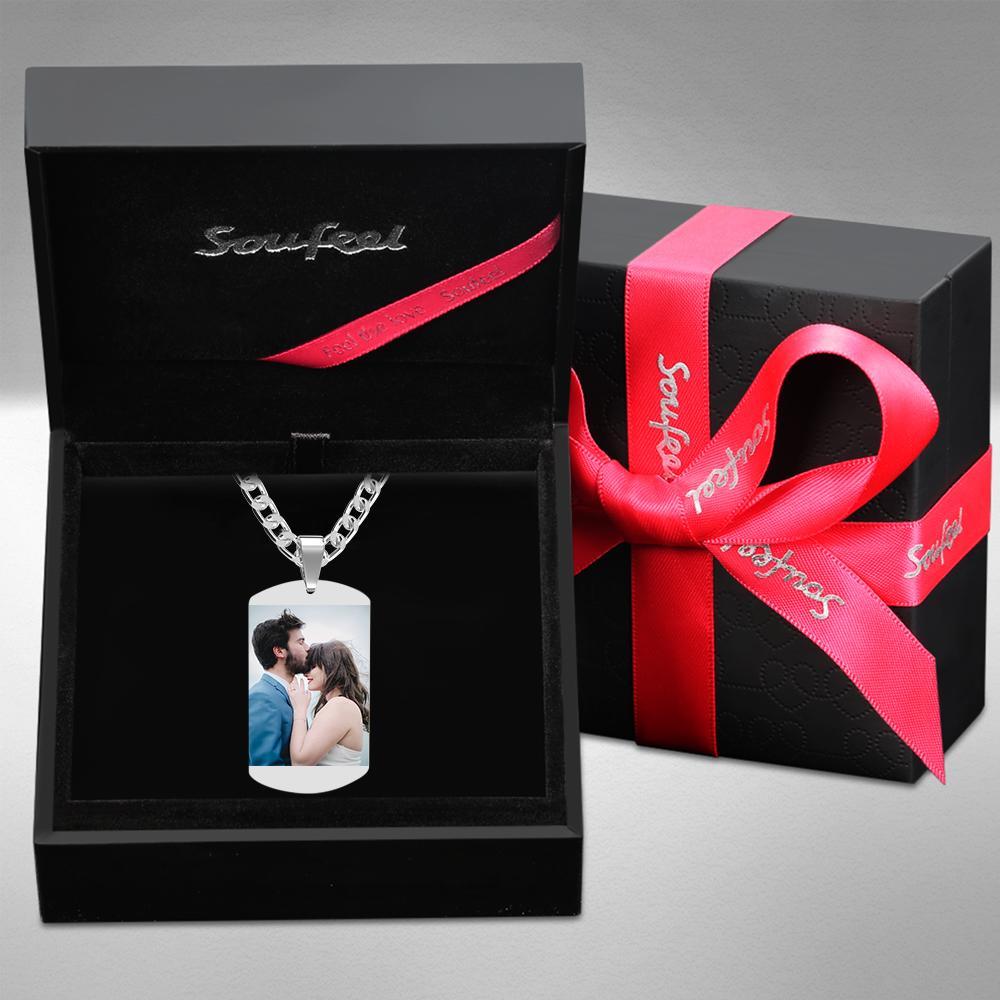 Personalized Calendar Photo Dog Tag Necklace Mens Engraved Dogtag - soufeeluk