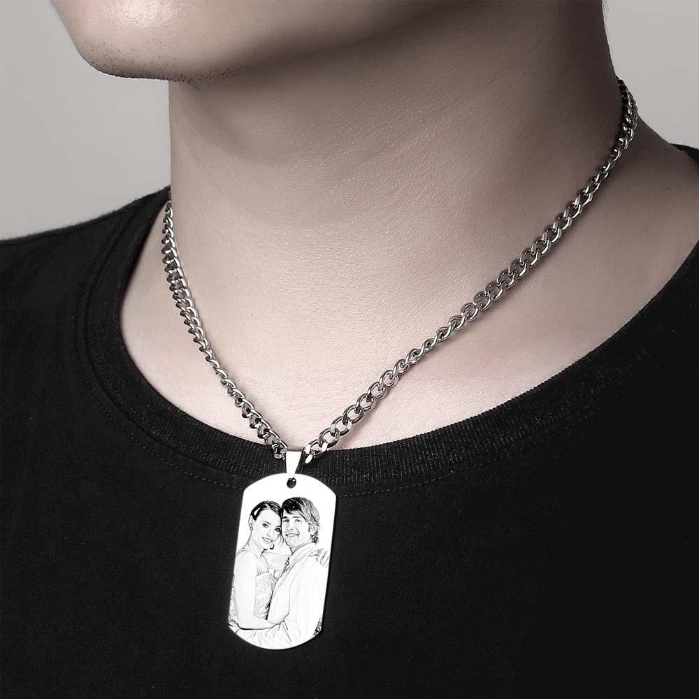 Men's Necklace Engraved Necklace Photo Necklace Optional Style Gifts for Him - soufeeluk