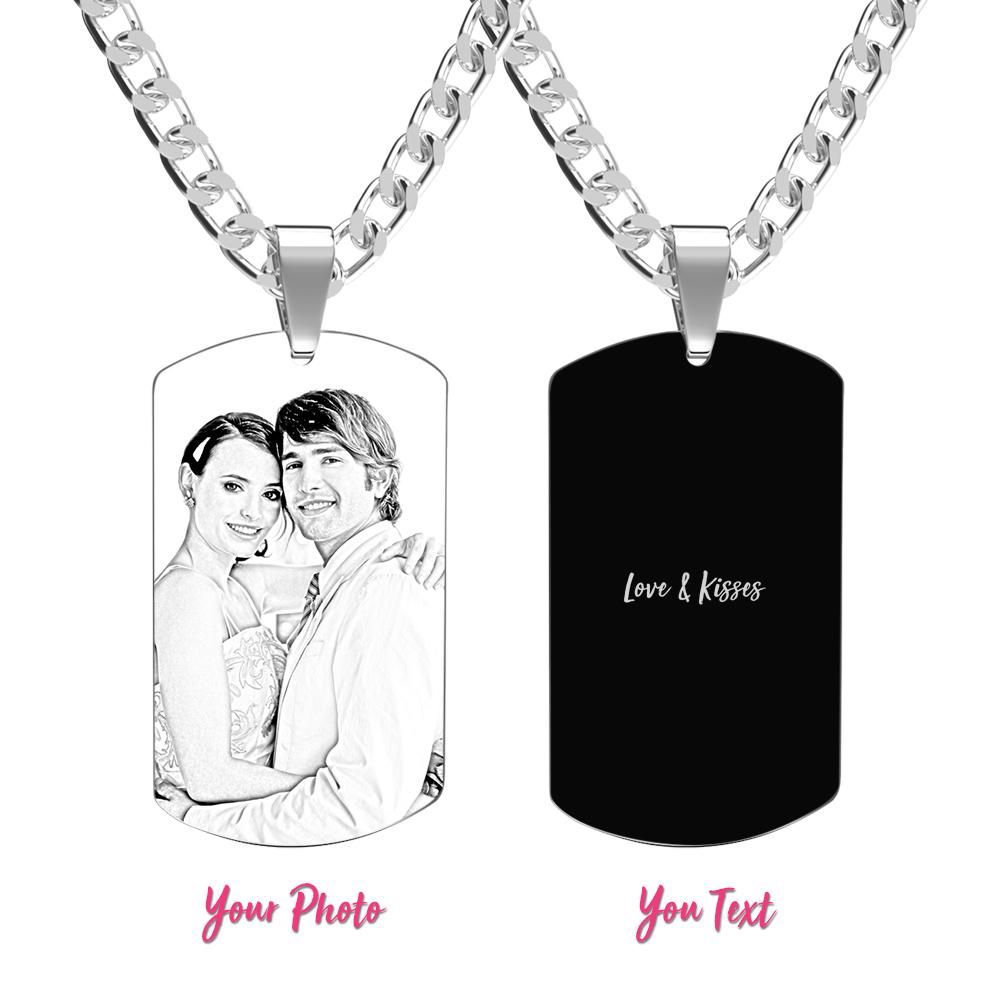 Men's Necklace Engraved Necklace Photo Necklace Optional Style Gifts for Him - soufeeluk