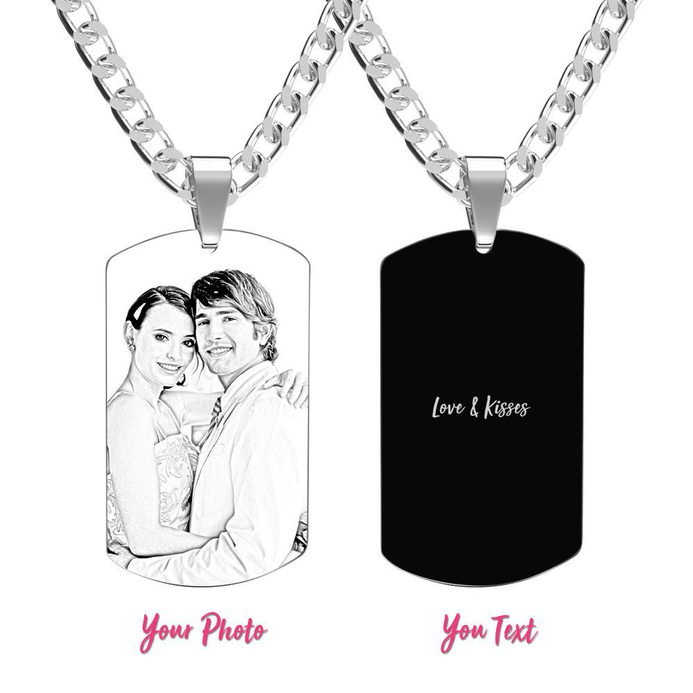 Men's Necklace Engraved Necklace Photo Necklace Optional Style Gifts for Him - soufeeluk