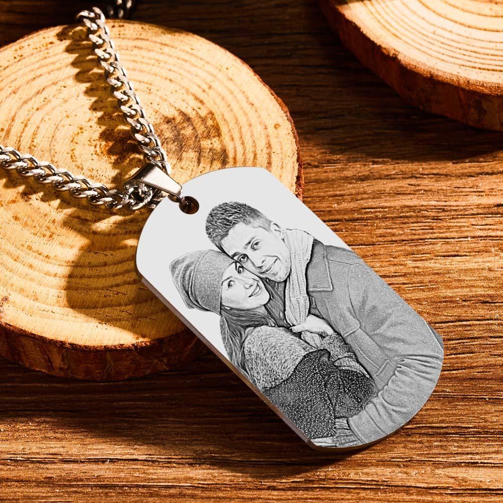Men's Necklace Engraved Necklace Photo Necklace Optional Style Gifts for Him - soufeeluk